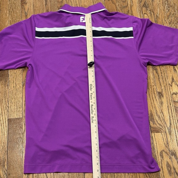 Footjoy Short Sleeve Golf Polo Shirt Striped Mens M Medium Purple‎ Stretch - Picture 7 of 8